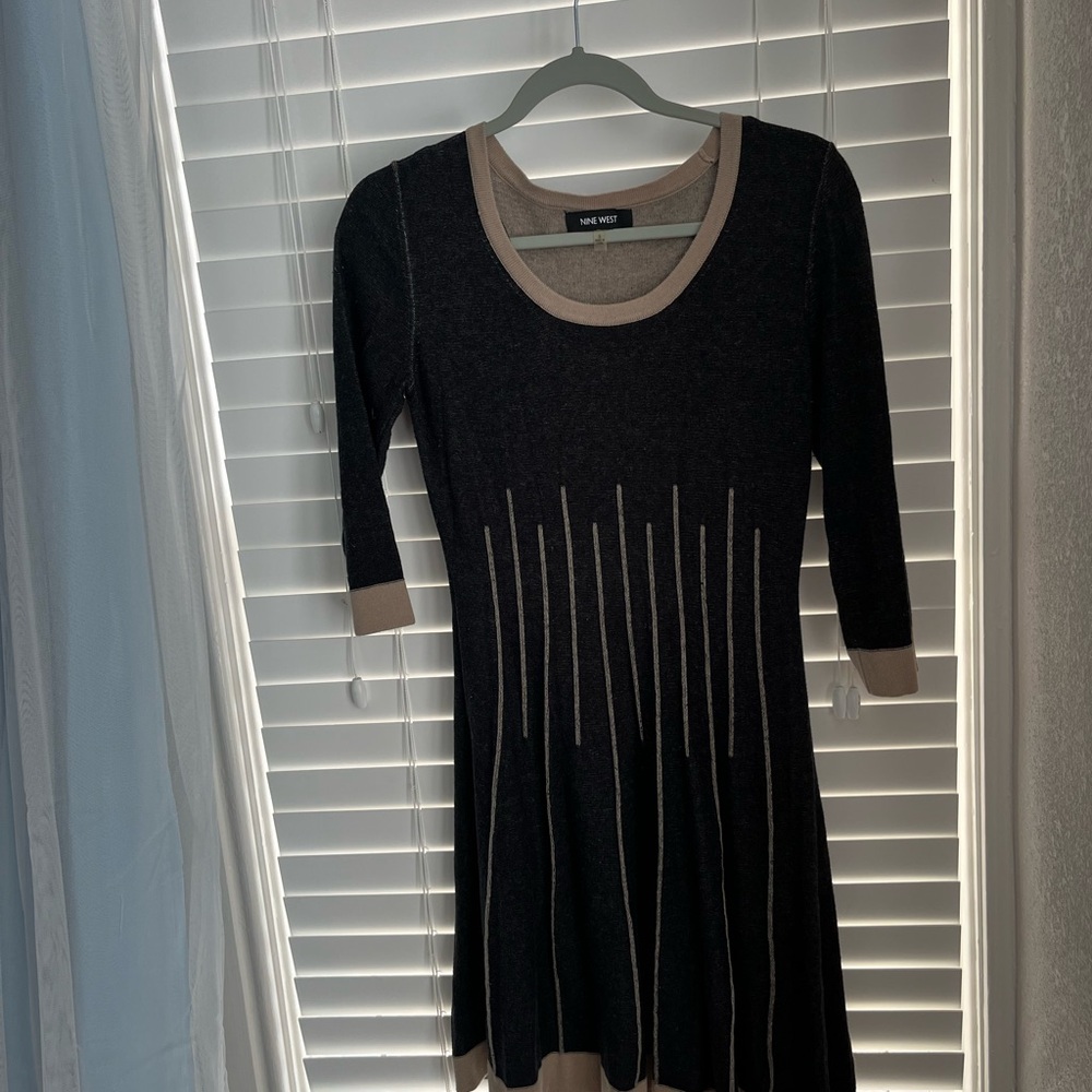 Nine West Women's Black and Tan Sweater Dress